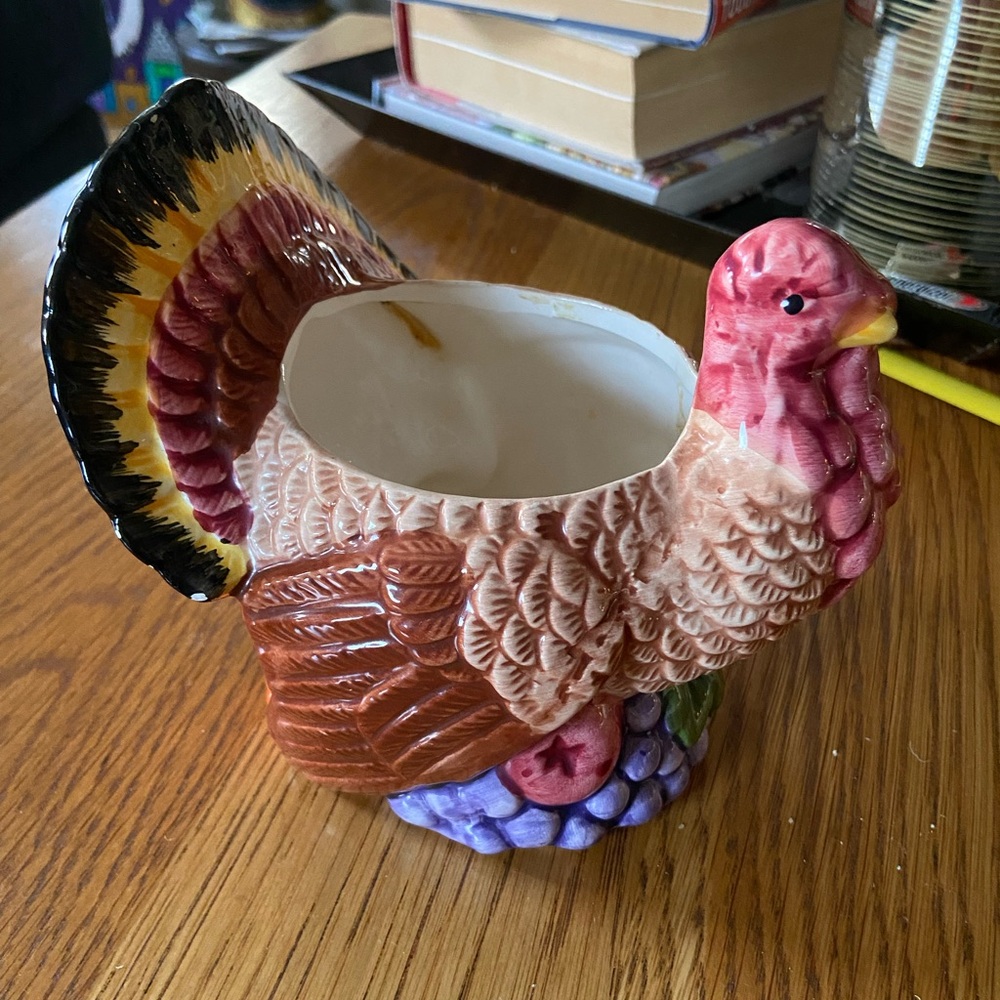 Vintage Thanksgiving Ceramic Turkey Planter - Picture 2 of 6
